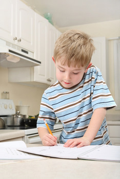 Young Boy working on school work